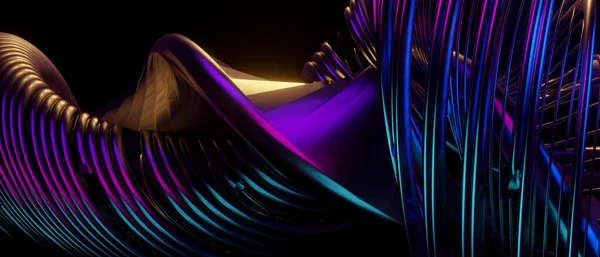 Imaginative Abstract Metallic Neon Bluepurple Abstract Background Illustration — 스톡 사진