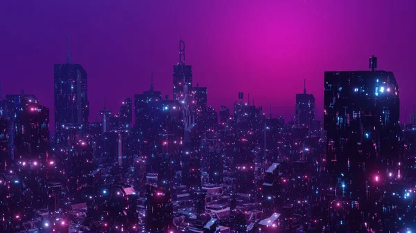 Rooftop View Dystopian Concept Background Render — Fotografia de Stock