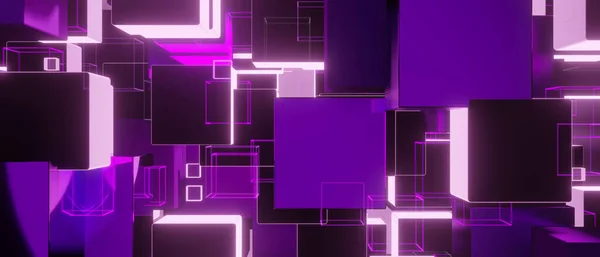 Abstract composition of purple cubes boxes 3D render