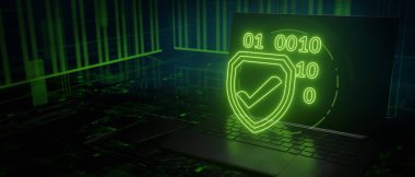 Scanning unlock and access to business data network. Cloud. Biometric identification and cyber security protect business transaction from online digital cyber attack 3D Render