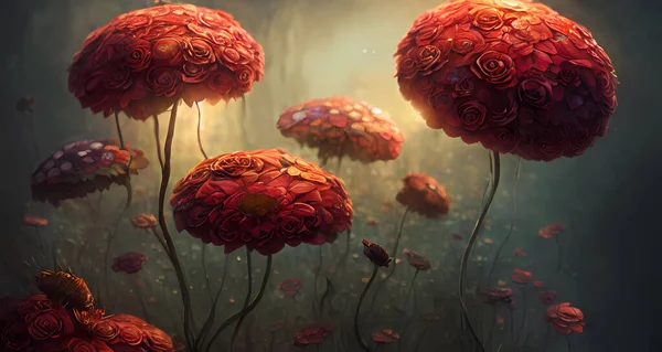 Abstract flowery digital art illustration background wallpaper.