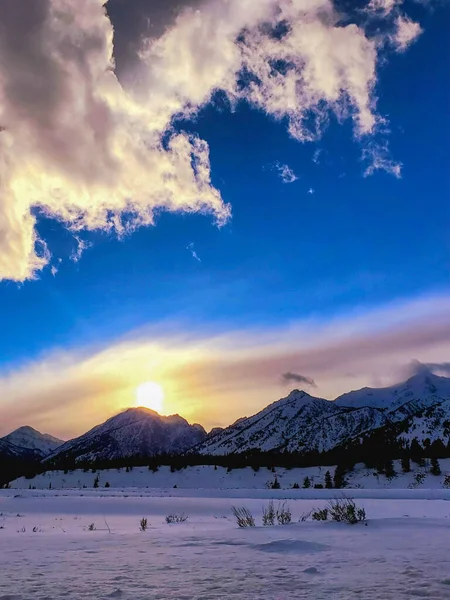 Amishea Zimní Stezka Při Západu Slunce — Stock fotografie