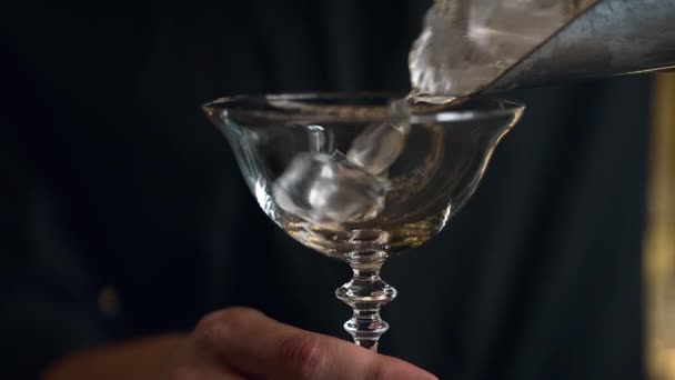 Bartender Menyiapkan Koktail Sebuah Bar Klub Menuangkan Alkohol Dan Sirup — Stok Video