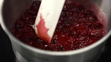 young girl chef makes desserts. bakes sweets and cakes. makes blanks and prepares fruits for the filling. baking, dessert, sweets, complex cooking processes.