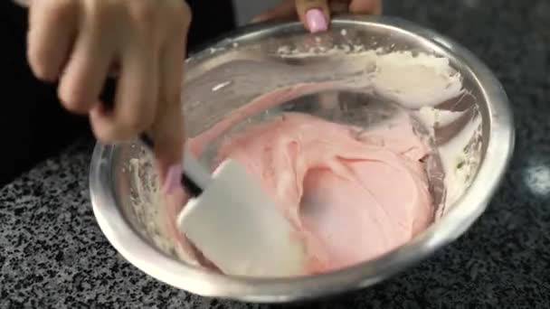 Young Girl Chef Makes Desserts Bakes Sweets Cakes Makes Blanks — ストック動画