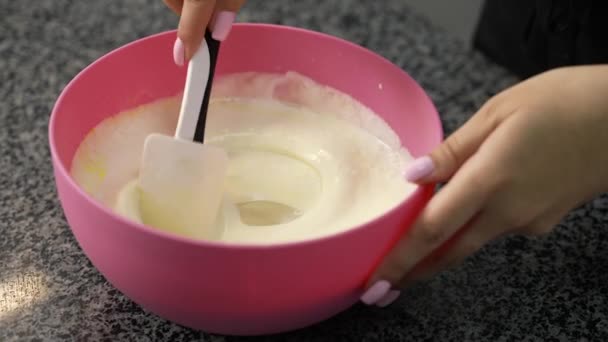 Young Girl Chef Makes Desserts Bakes Sweets Cakes Makes Blanks — Video Stock