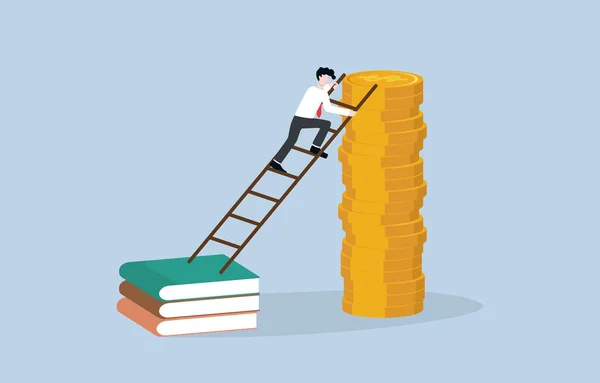 Education Ladder Success Increase Knowledge Help Income Growth Business Extension — Vetor de Stock