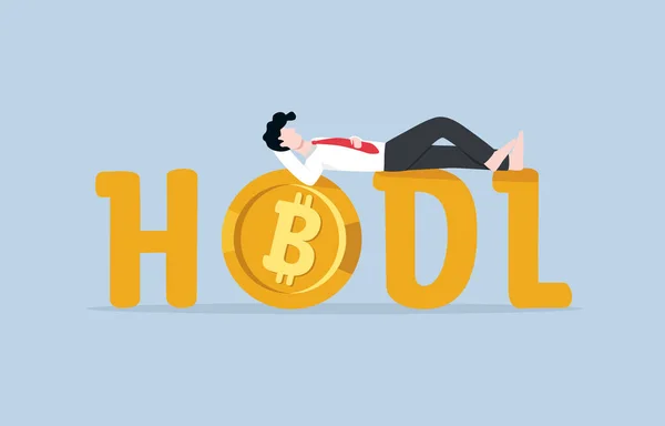 Hodl Hold Dear Life Crypto Investors Belief Long Term Digital — 图库矢量图片
