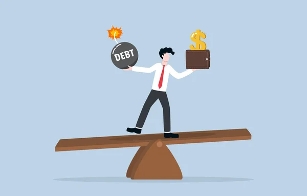 Balancing Debt Payoff Income Salary Personal Financial Management Smart Calculation — Stock vektor