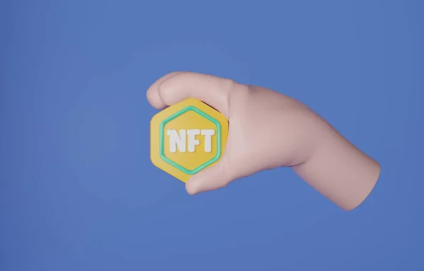 Hand Holding Nft Non Fungible Token Investment Speculation Nft Concept — 스톡 사진