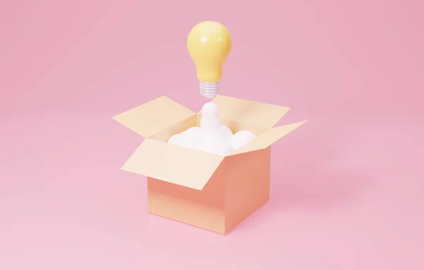 Light Bulb Soaring Out Opened Box Think Box Innovative Idea — Foto de Stock