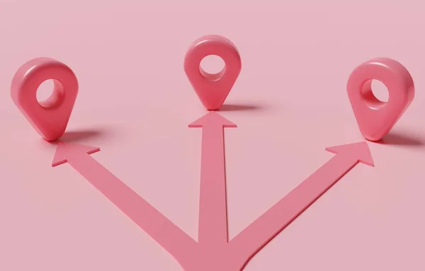 Flecha Dividida Icono Del Pin Del Mapa Expansión Negocio Sucursales — Foto de Stock