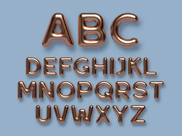 Kupfer Metall Alphabet Vektor Set. — Stockvektor