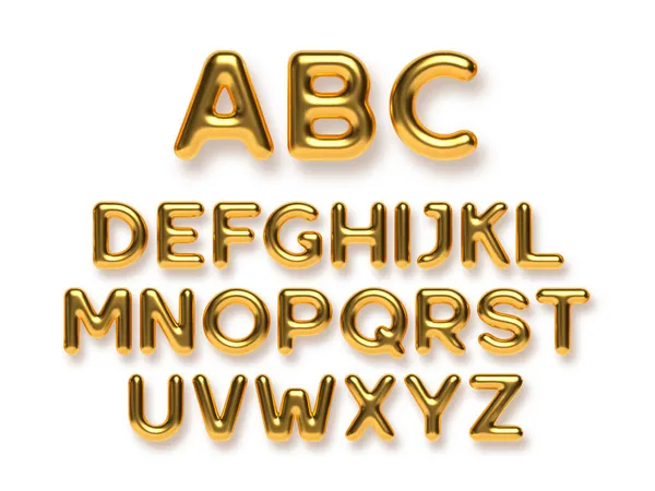 Złoty zestaw wektorów alfabetu metalowego. — Wektor stockowy