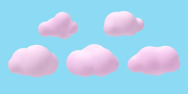 Conjunto de nubes de color rosa vector 3d. — Archivo Imágenes Vectoriales