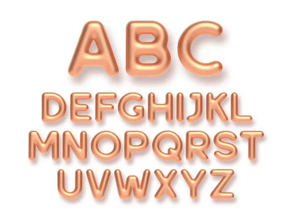 Conjunto de vetores de alfabeto metálico de cobre. — Vetor de Stock