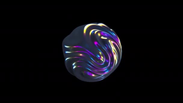 Esfera de onda iridescente 3D. Forma líquida abstrata lisa. — Vídeo de Stock