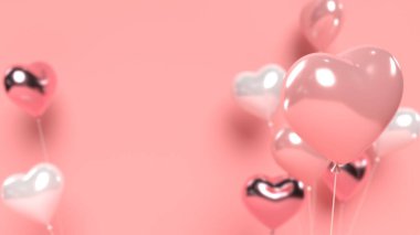 3D parlak kalp balonları..