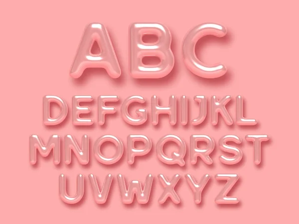 3D hochglanz rosa Alphabet Vektor Set. — Stockvektor