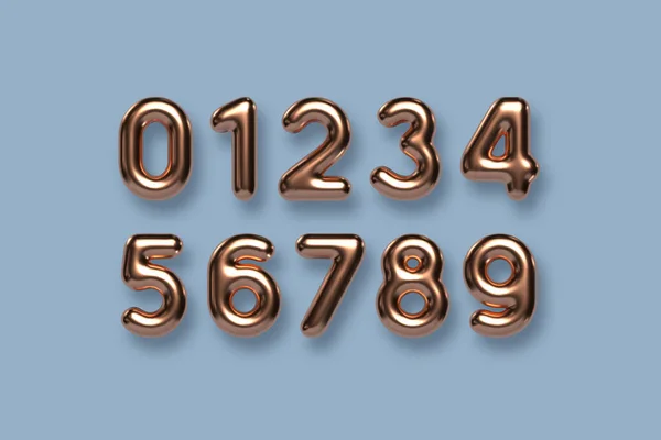 Copper números metálicos conjunto de vetores. — Vetor de Stock