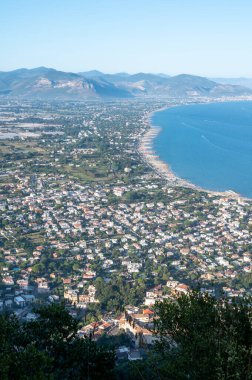 Hava manzaralı San Felice Circeo, İtalya 'nın Tyrhenian Denizi' ndeki Latina kenti, turistler tatil beldesi