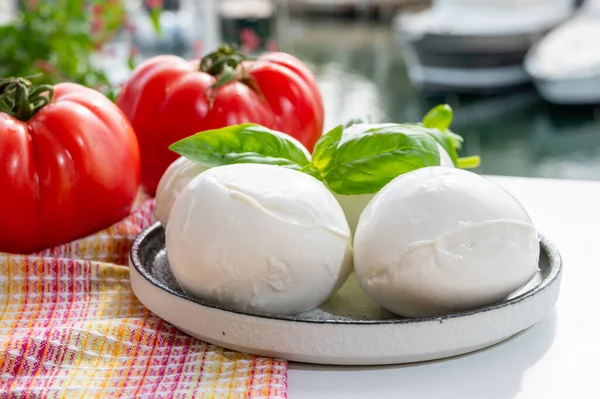 토마토와 제공되는 이탈리아 모차렐라 카바나 — 스톡 사진