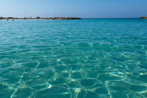 Kristalhelder Blauw Water Van Middellandse Zee Wit Zand Nissi Strand — Stockfoto