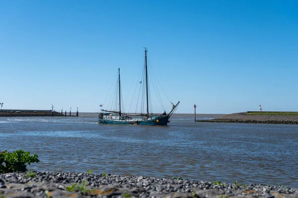 Séta Strandon Harlingen Fishermans Város Wadden Tenger Friesland Hollandia Apály — Stock Fotó