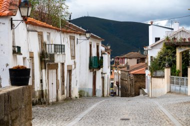 Sonbaharda Douro Nehri Vadisi 'nin göbeğindeki eski köy Provesende' nin manzarası, Portekiz 'de şarap üretimi endüstrisi