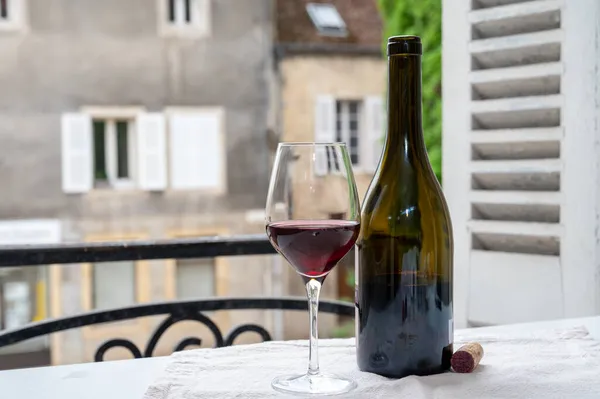 Provning Bourgogne Rött Vin Från Grand Cru Pinot Noir Vingårdar — Stockfoto