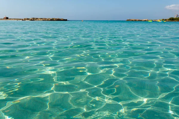 Kristalhelder Blauw Water Van Middellandse Zee Wit Zand Nissi Strand — Stockfoto