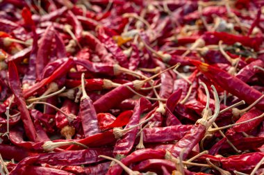 Kurutulmuş kırmızı kırmızı biberli yemek arkaplanı