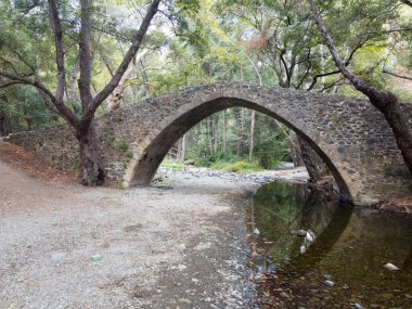 Kıbrıs Rum Kesimi 'nin yeşil Troodos dağlarında bulunan Ortaçağ Venedik taş kemer köprüsü