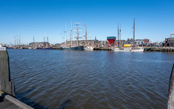 Séta Strandon Harlingen Fishermans Város Wadden Tenger Friesland Hollandia Apály — Stock Fotó