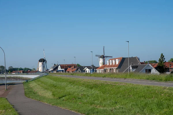 View Houses Old Wind Mill Wemeldinge Zeeland Netherlands Sunny Day — Stock fotografie
