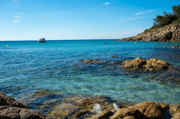 Літні Канікули Французькій Рив Єрі Скелі Піщані Пляжі Ескалет Кристалом — стокове фото