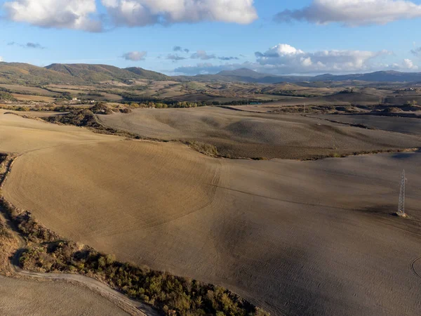 Widok Lotu Ptaka Wzgórza Val Orcia Pobliżu Pienza Toskania Włochy — Zdjęcie stockowe