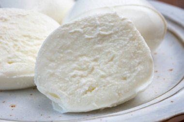 Taze İtalyan peyniri mozzarella di buffalo şok tabancası.