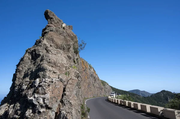 Driving Narrow Roads Anaga National Park North Tenerife Canary Islands — Stock Photo, Image