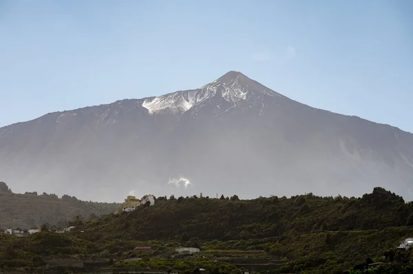 Kilátás Teide Vulkán Hegyére Tenerife Kanári Szigetek Spanyolország Télen — Stock Fotó