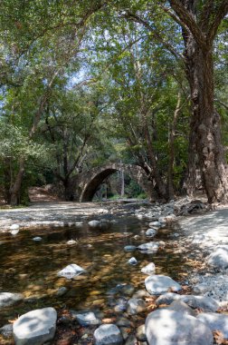 Kıbrıs Rum Kesimi 'nin yeşil Troodos dağlarında bulunan Ortaçağ Venedik taş kemer köprüsü