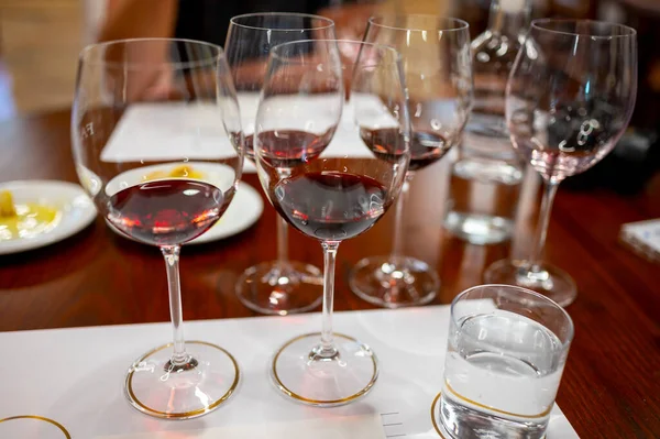 Kırmızı Brunello Montalcino Şarabı Montalcino Toskana Talya Yakınlarındaki Kantinde Zeytinyağı — Stok fotoğraf