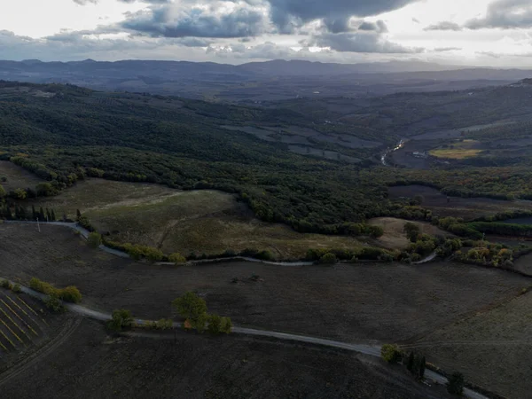 Vista Sobre Colinas Val Orcia Perto Bagno Vignoni Toscana Itália — Fotografia de Stock