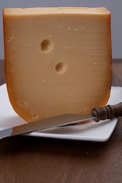 Latte Mucca Duro Olandese Vecchio Formaggio Giallo Gouda — Foto Stock