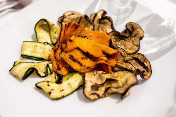 Cucina Italiana Colorate Verdure Alla Griglia Zucchine Melanzane Zucche Con — Foto Stock