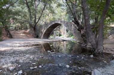 Kıbrıs Rum Kesimi 'nin yeşil Troodos dağlarında bulunan Ortaçağ Venedik taş kemer köprüsü