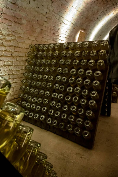 Sparkling White Rose Wine Production Traditional Methods Underground Cellars Vienna — Stock Photo, Image