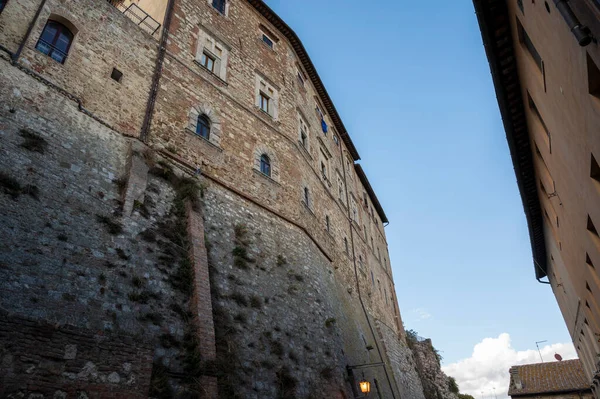 View Stone Streets Houses Ancient Town Montepulciano Tuscany Italy — Stock Photo, Image