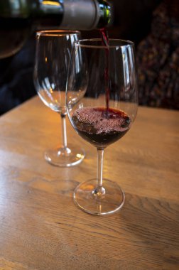 Bordeaux, Fransa 'dan bir bardak sek Fransız şarabı.