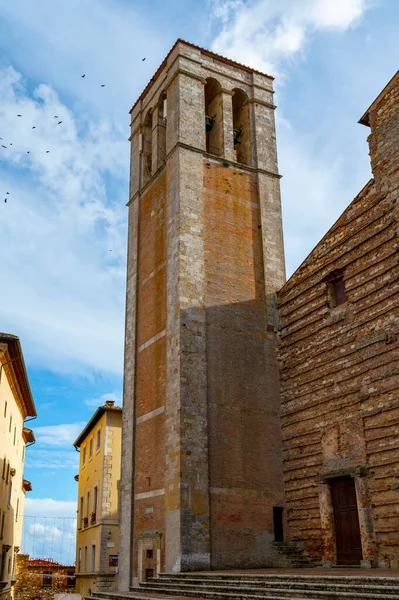 Vista Strade Case Pietra Nell Antica Città Montepulciano Toscana Italia — Foto Stock